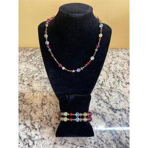 Emily Ray Necklace Bracelet Set Multicolor Swarovski Crystal Bead Handmade Boho